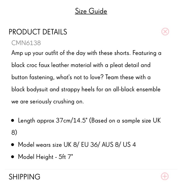 NWOT PrettyLittleThing Black Croc Faux Leather Pleat Detail High Waisted Shorts - Picture 14 of 16